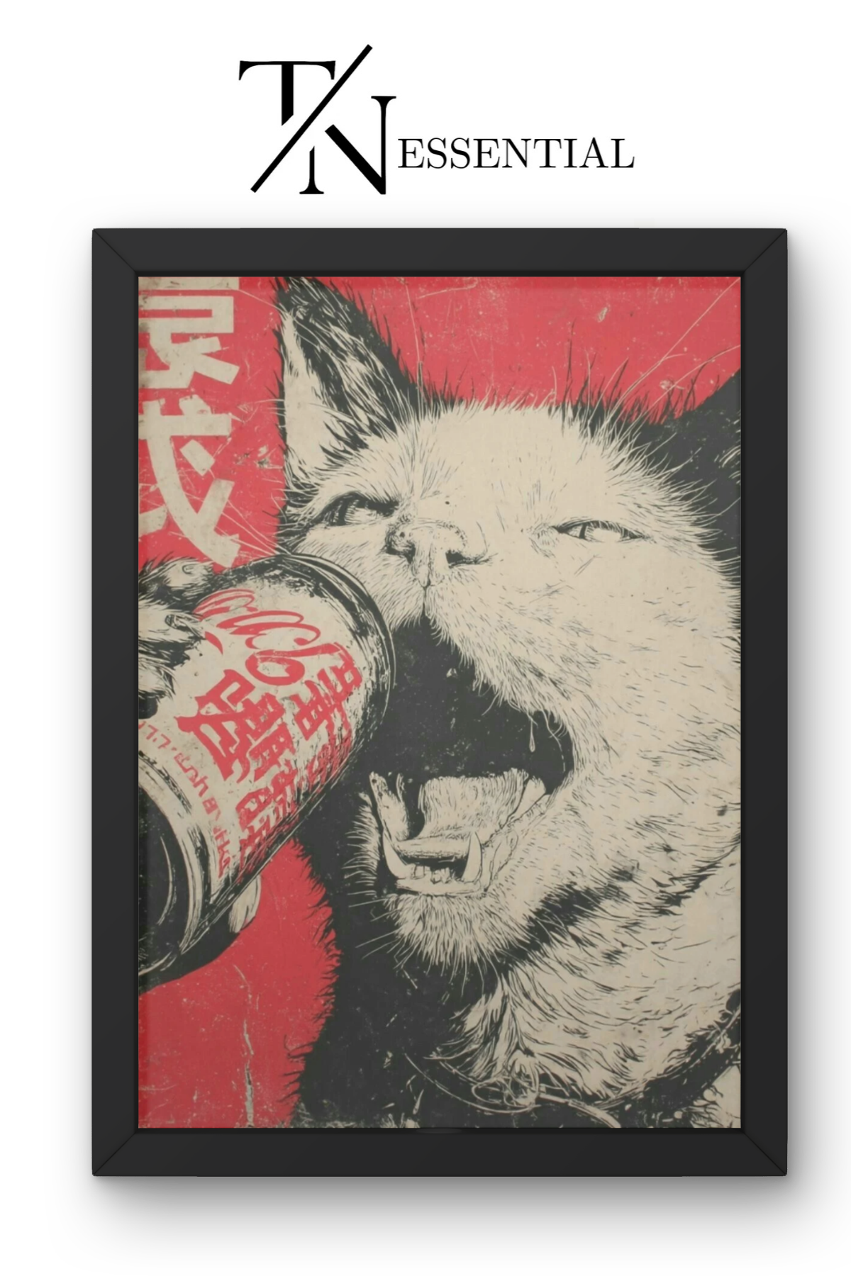 VINTAGE CUTE SODA CAT CANVAS POSTER