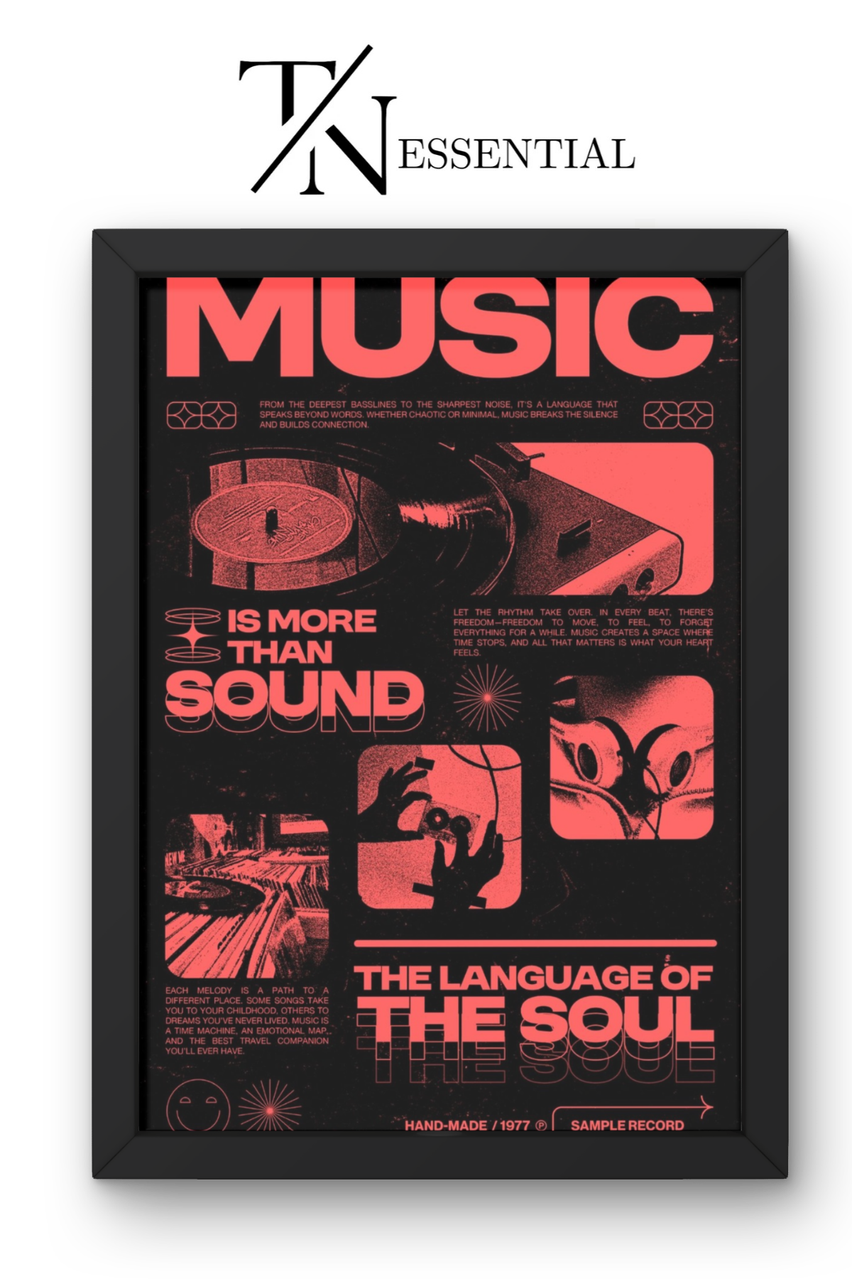 AESTHETIC RED MUSIC ABSTRACT CANVAS POSTER