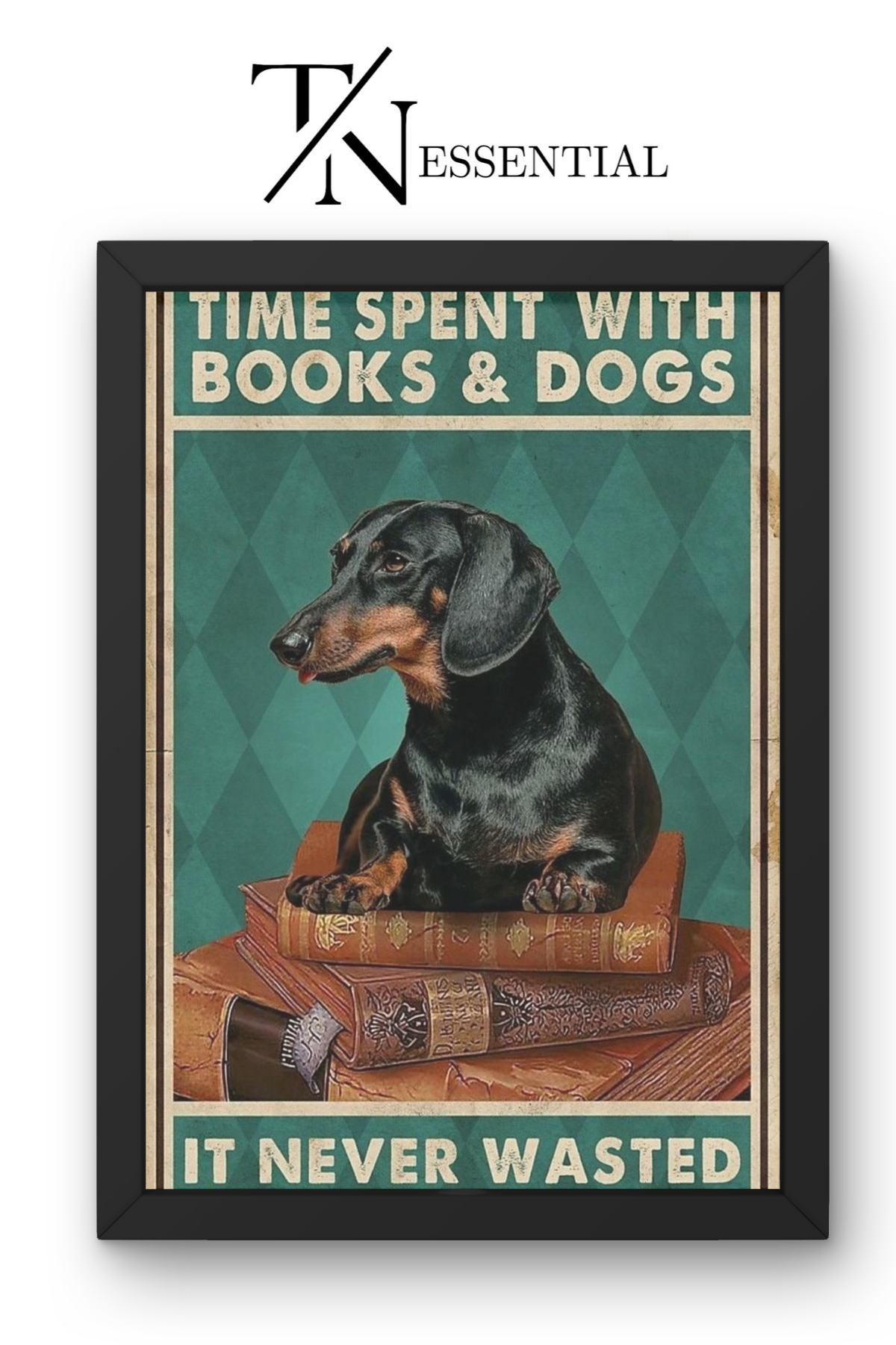 VINTAGE BOOKS AND DOGS CANVAS POSTER