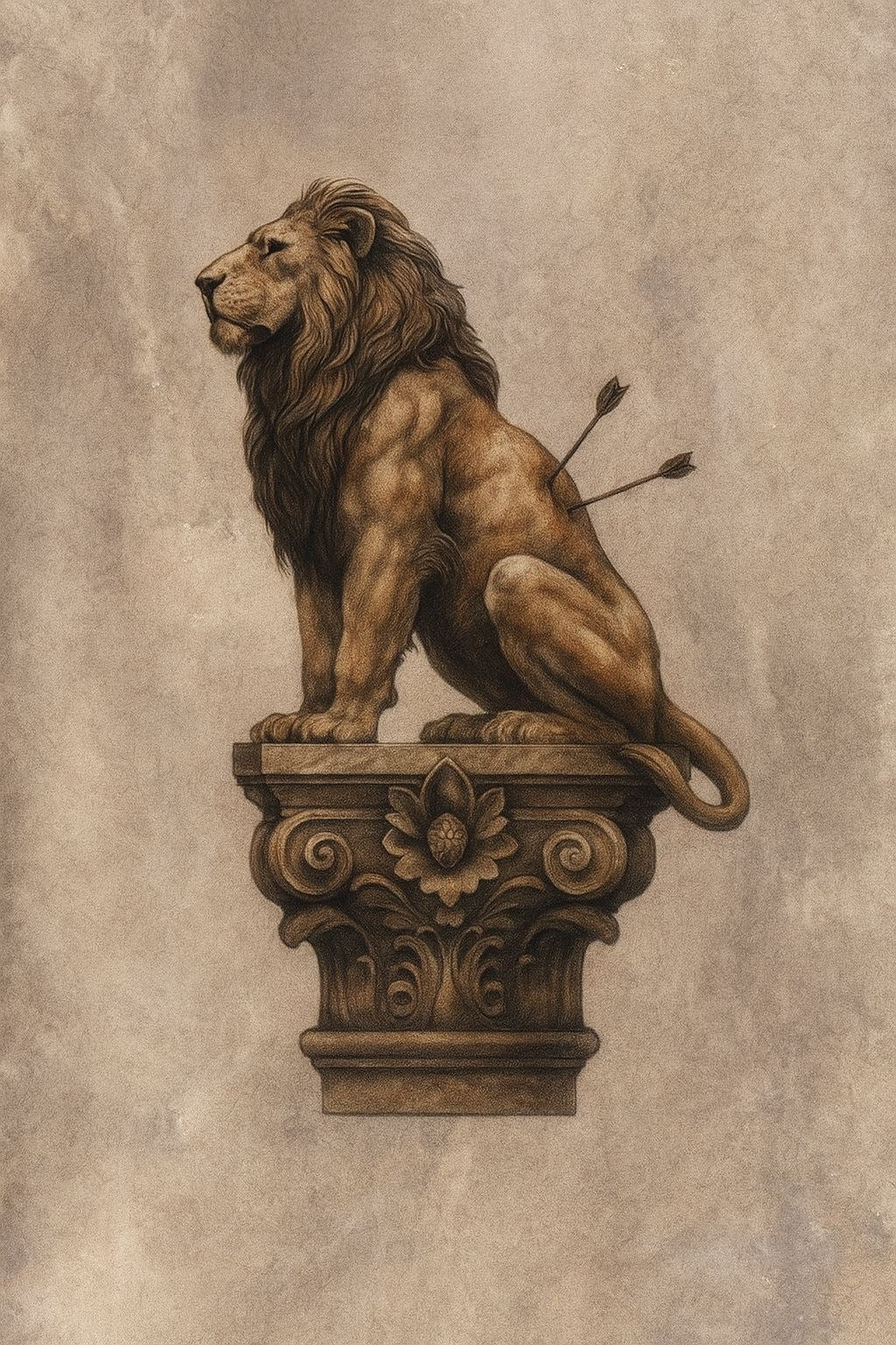 WOUNDED LION PRIDE CANVAS POSTER