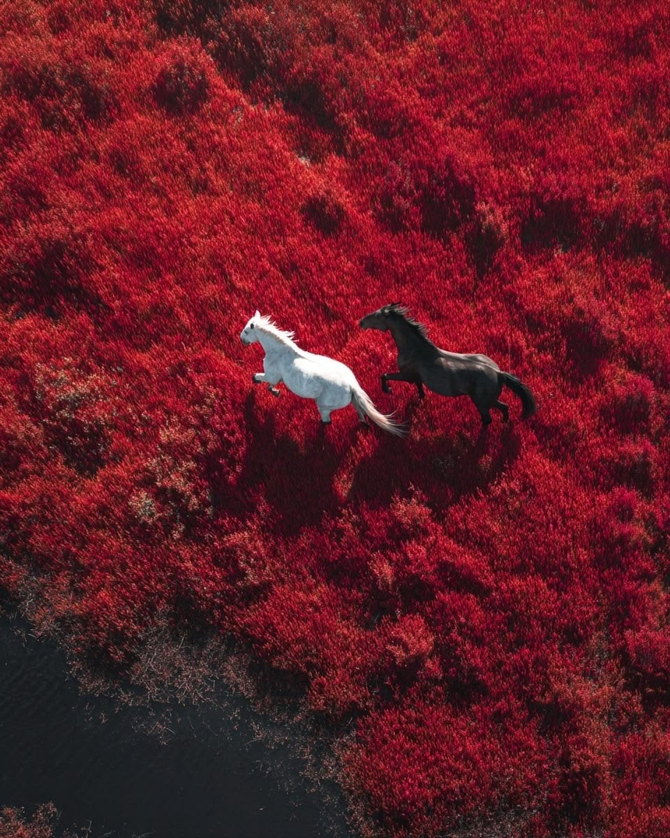 WILD HORSES BLOOM CANVAS POSTER