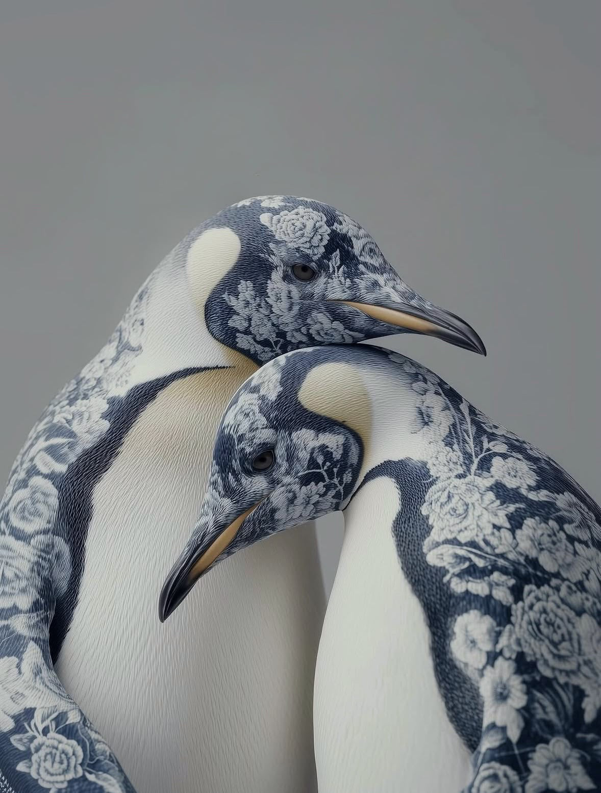 FLORAL PENGUIN DUO CANVAS POSTER