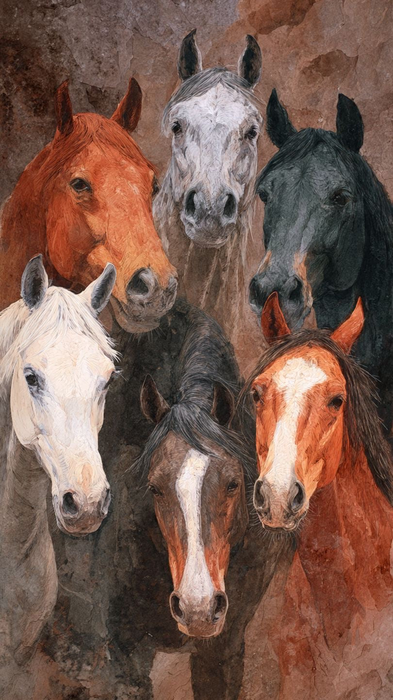 HORSE FAMILY PORTRAIT CANVAS POSTER