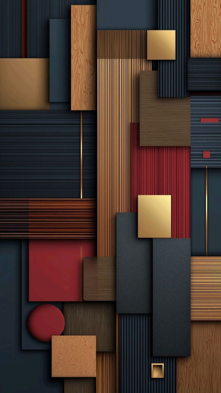MODERN WOOD GEOMETRY CANVAS POSTER