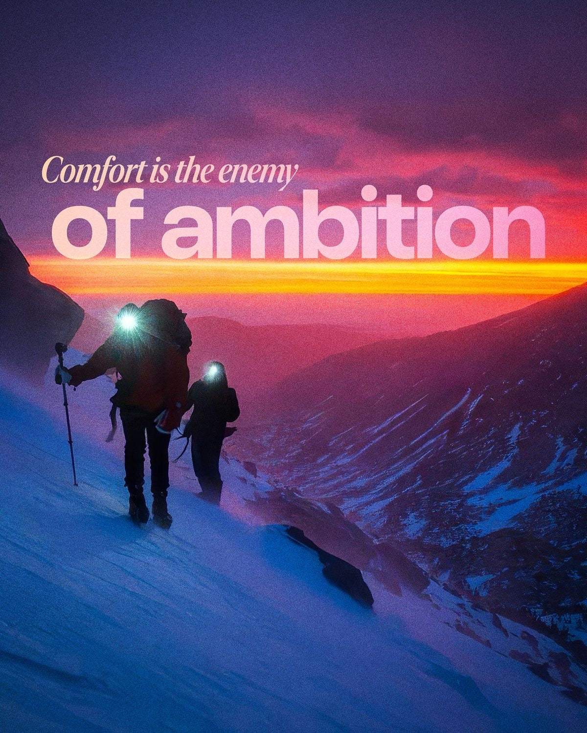 COMFORT IS THE ENEMY OF AMBITION MOTIVATIONAL CANVAS POSTER