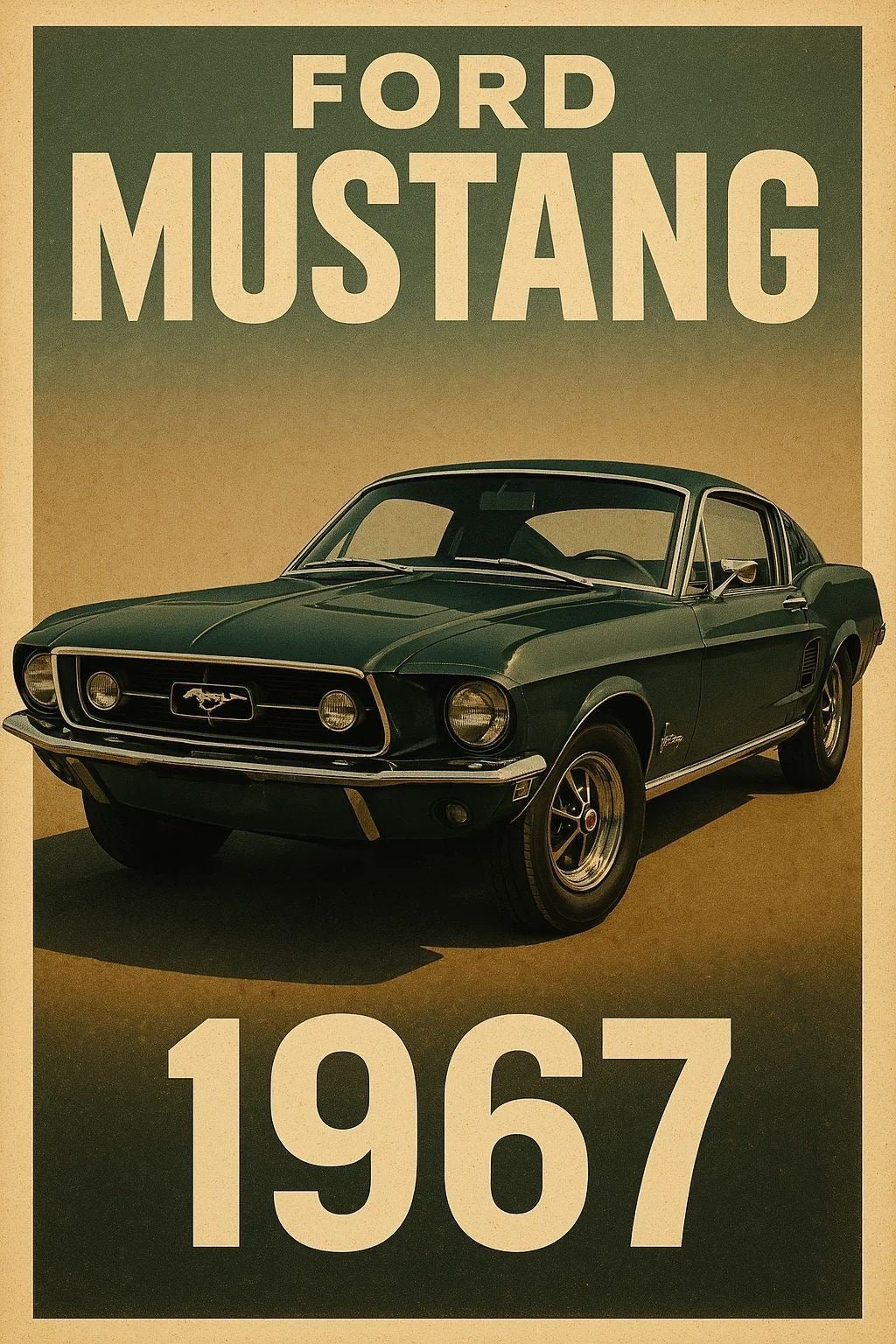 FORD MUSTANG 1967 ICONIC AMERICAN MUSCLE CANVAS POSTER