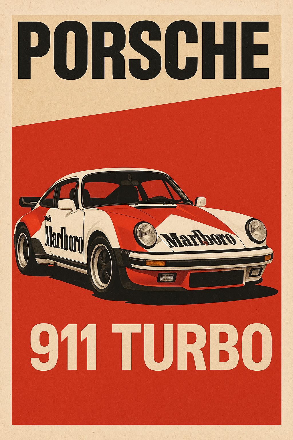 PORSCHE 911 TURBO CLASSIC RACING CANVAS POSTER