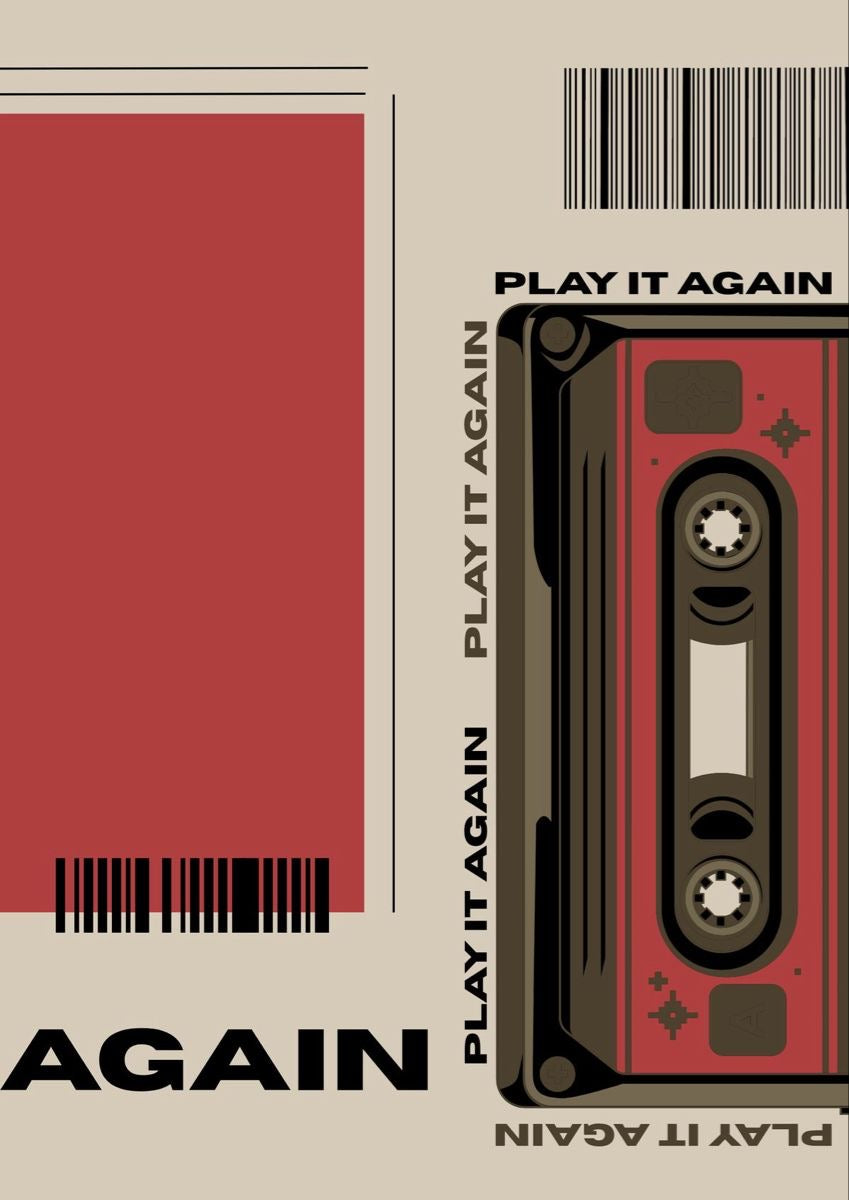 RETRO CASSETTE MUSIC ART CANVAS POSTER