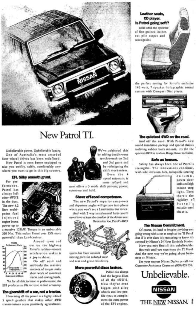NISSAN PATROL RETRO SUV TECH SPECS CANVAS POSTER
