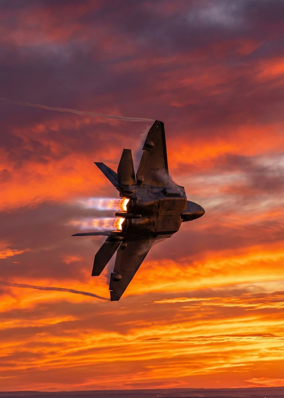 STEALTH FIGHTER JET SUNSET AFTERBURNER CANVAS POSTER
