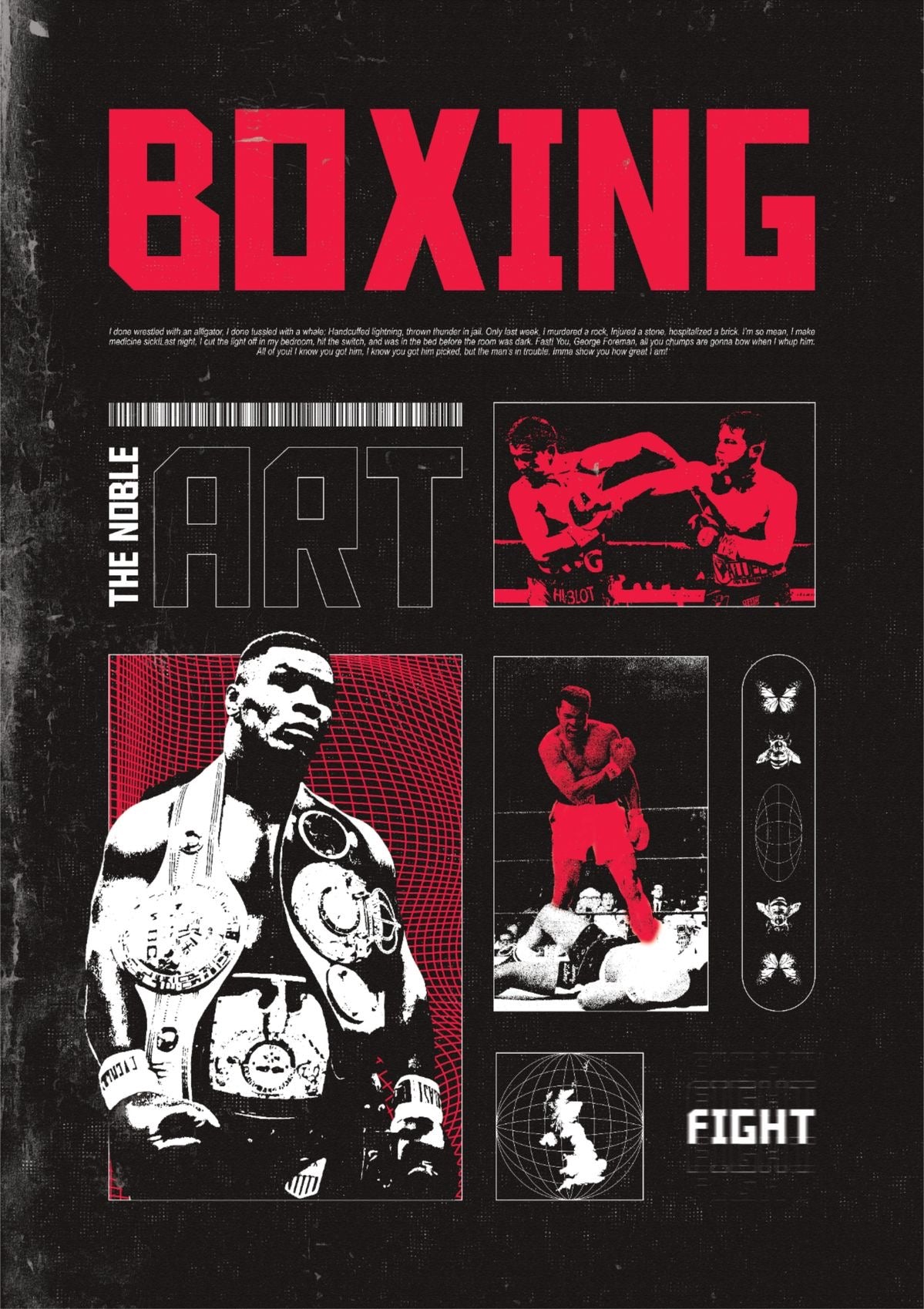 VINTAGE BOXING CHAMPION CANVAS POSTER