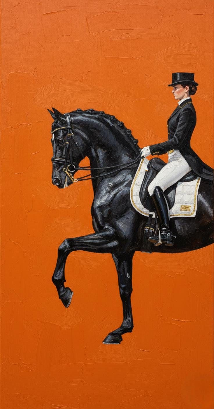 LUXURY DRESSAGE HORSE RIDER CANVAS POSTER