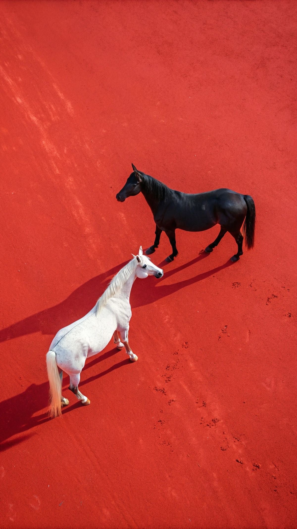 ARTISTIC BLACK AND WHITE HORSE PAIR CANVAS POSTER