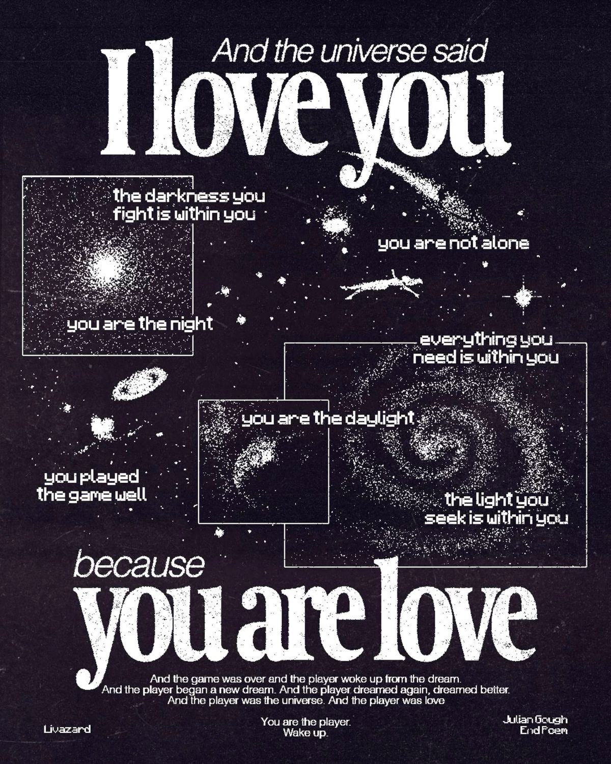COSMIC LOVE QUOTE GALAXY ART CANVAS POSTER