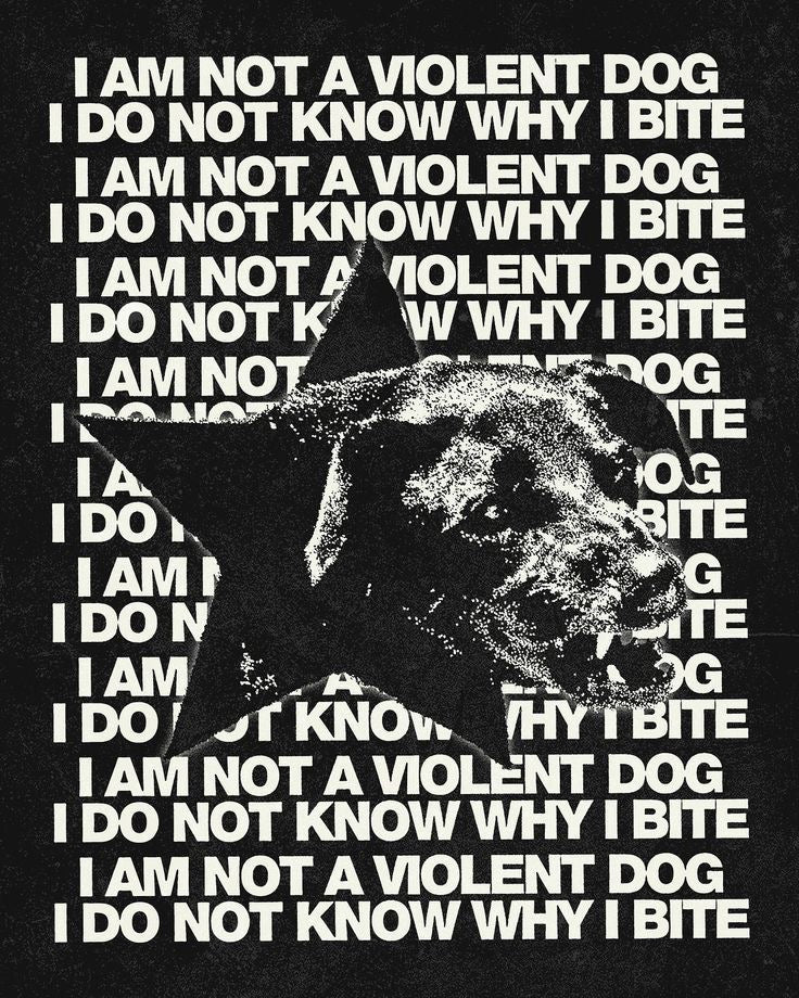 BLACK AND WHITE AGGRESSIVE DOG GRAPHIC CANVAS POSTER