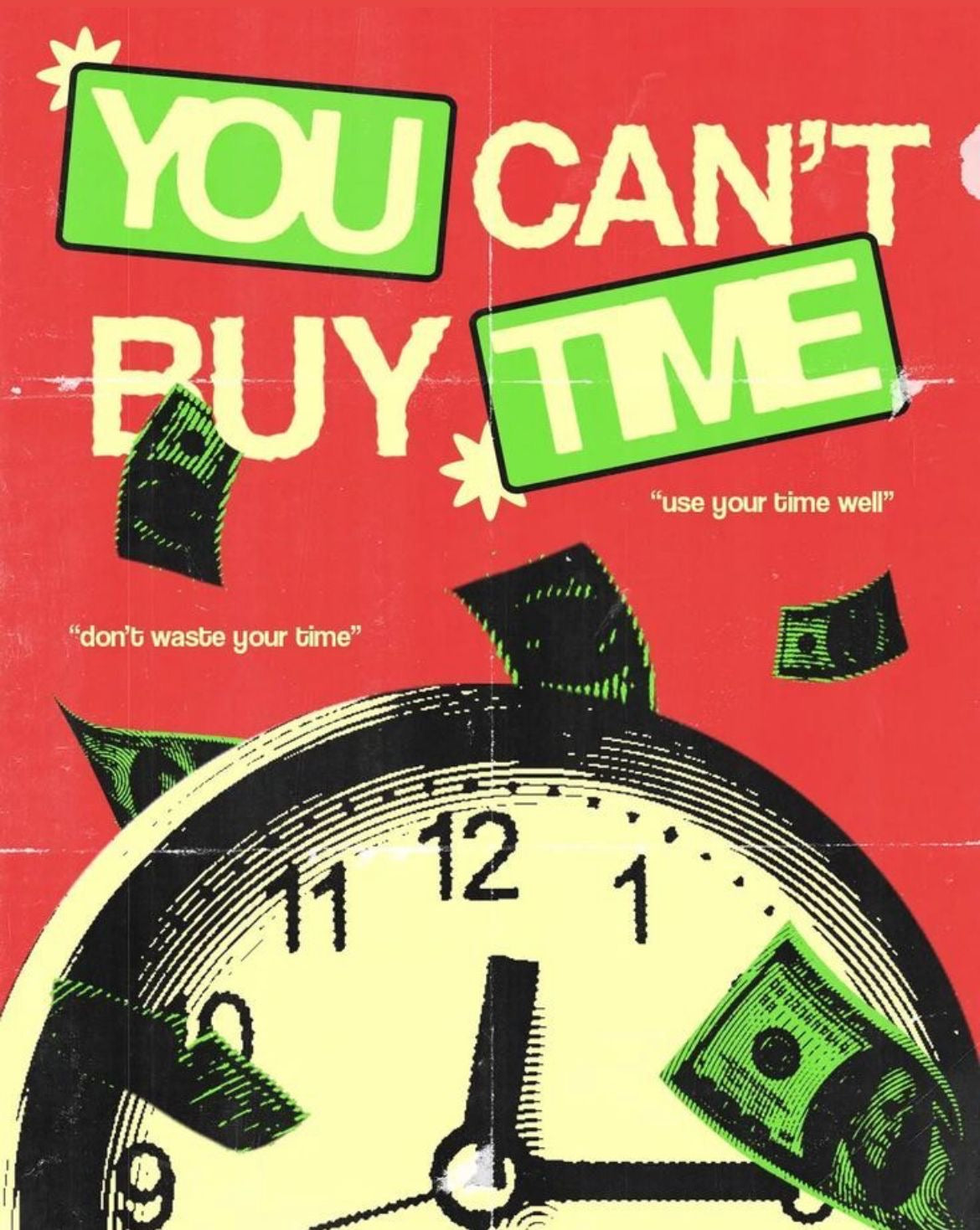 TIME IS PRICELESS STOP WASTING LIFE HUSTLE MINDSET CANVAS POSTER