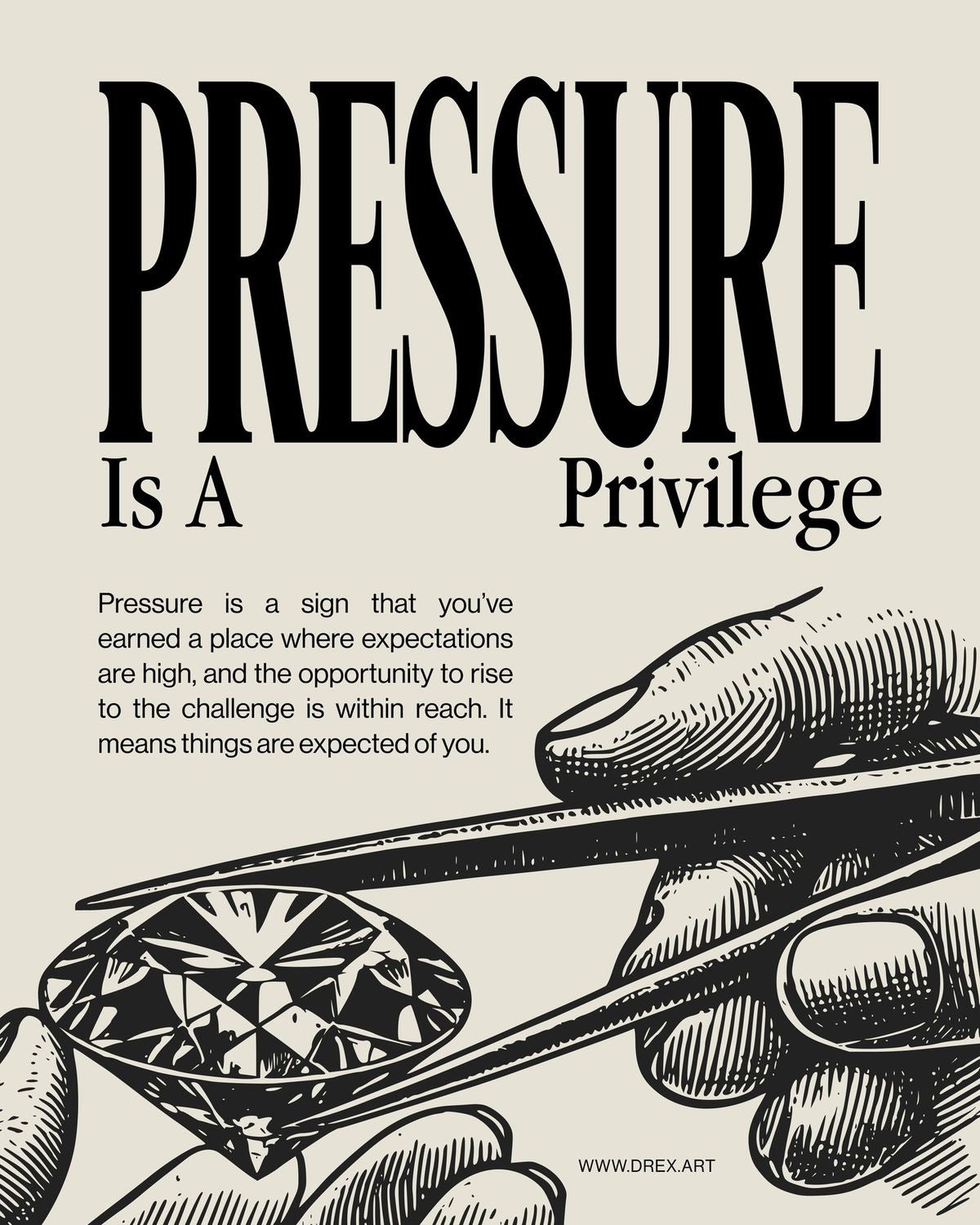 PRESSURE BUILDS DIAMONDS SUCCESS MENTALITY INSPIRATION CANVAS POSTER