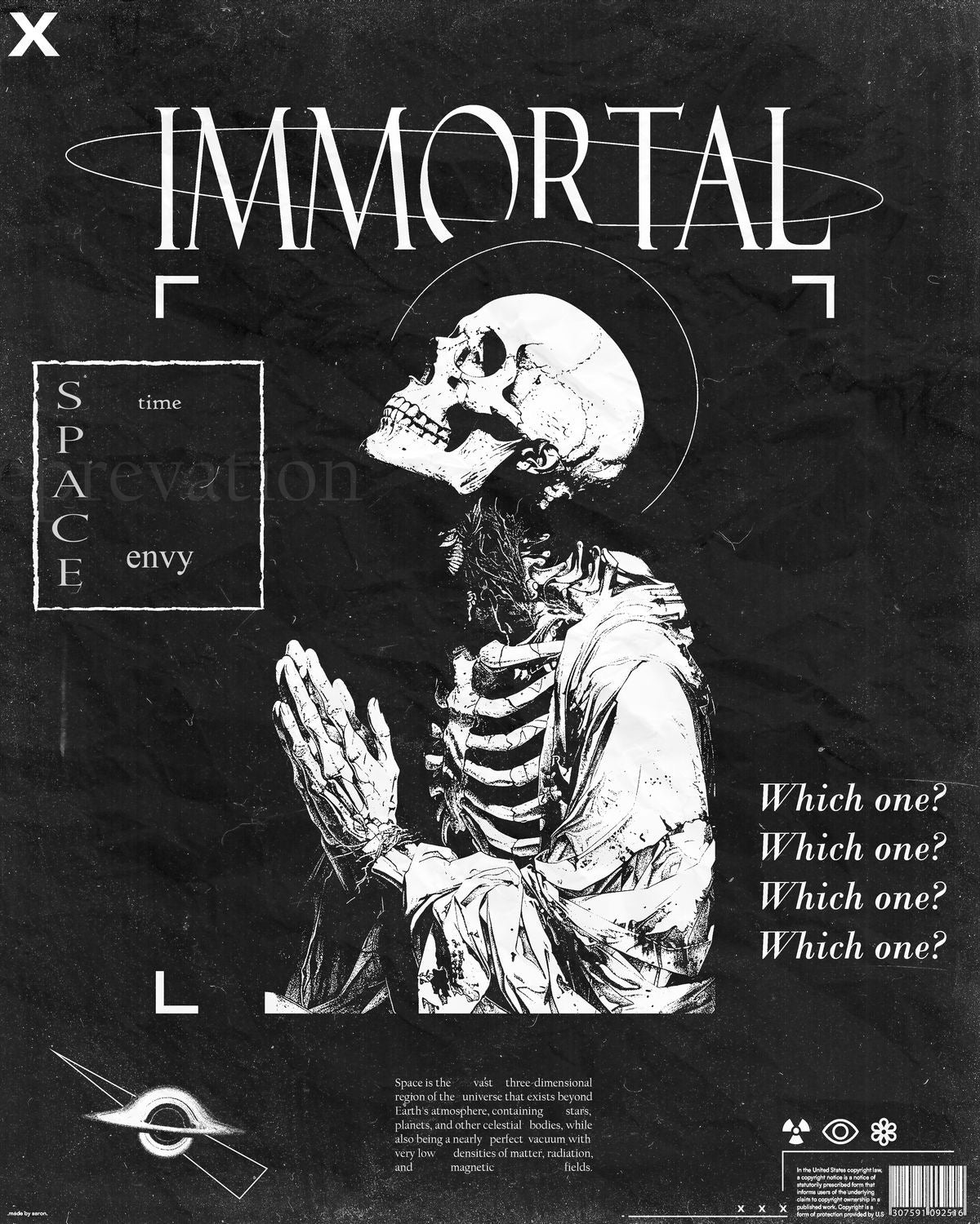 IMMORTAL EXISTENCE DARK PHILOSOPHY SKELETON AESTHETIC CANVAS POSTER