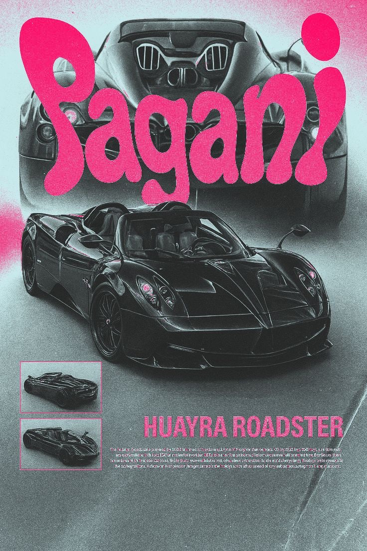 PAGANI HUAYRA ROADSTER LUXURY CAR DESIGN SUPERCAR ART CANVAS POSTER