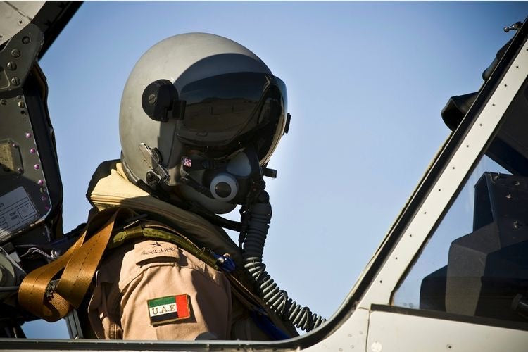EMIRATI AIR FORCE JET PILOT COCKPIT VIEW CANVAS POSTER