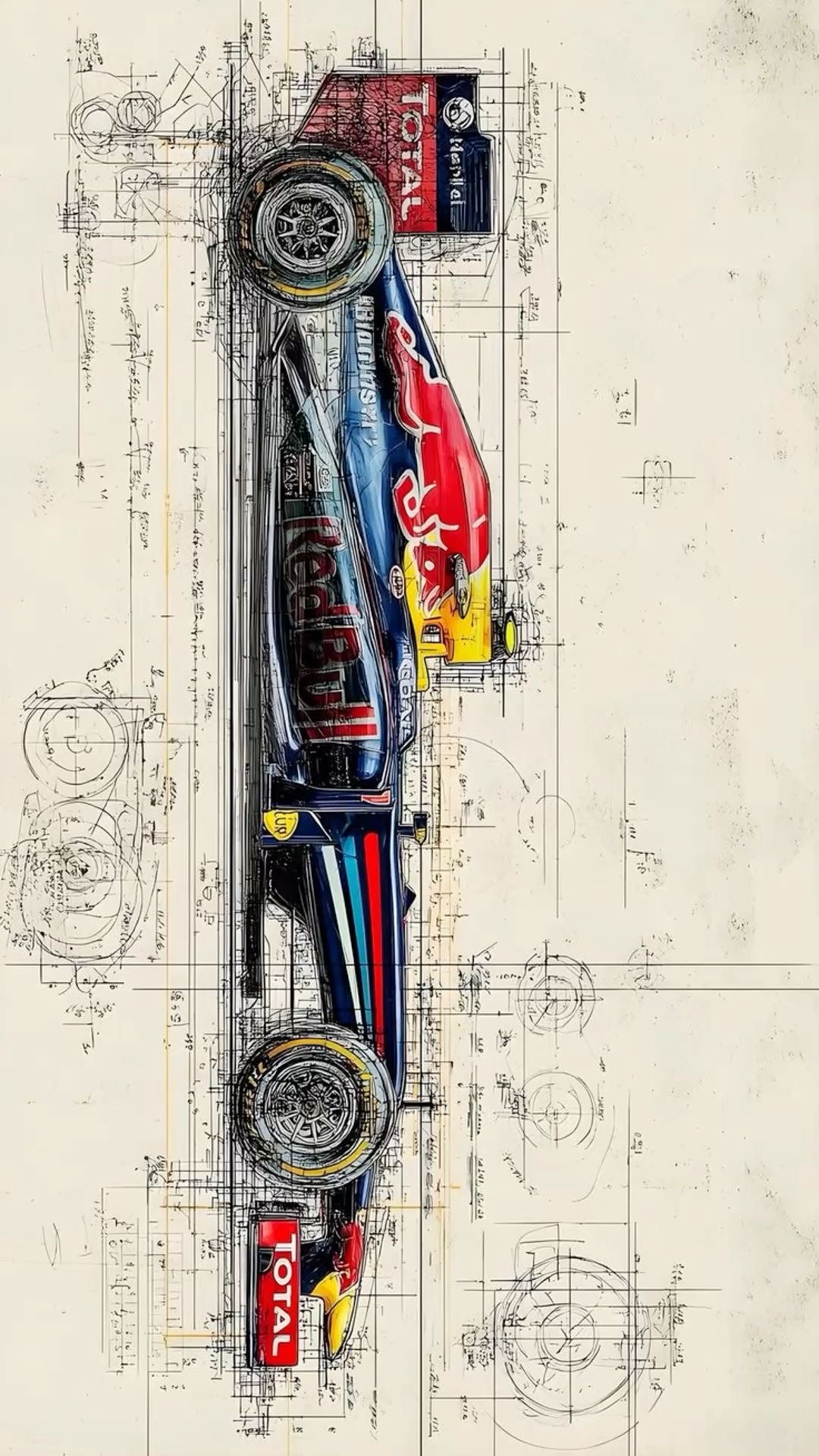 MAX VERSTAPPEN RED BULL GRAND PRIX SPEED BLUEPRINT ART CANVAS POSTER