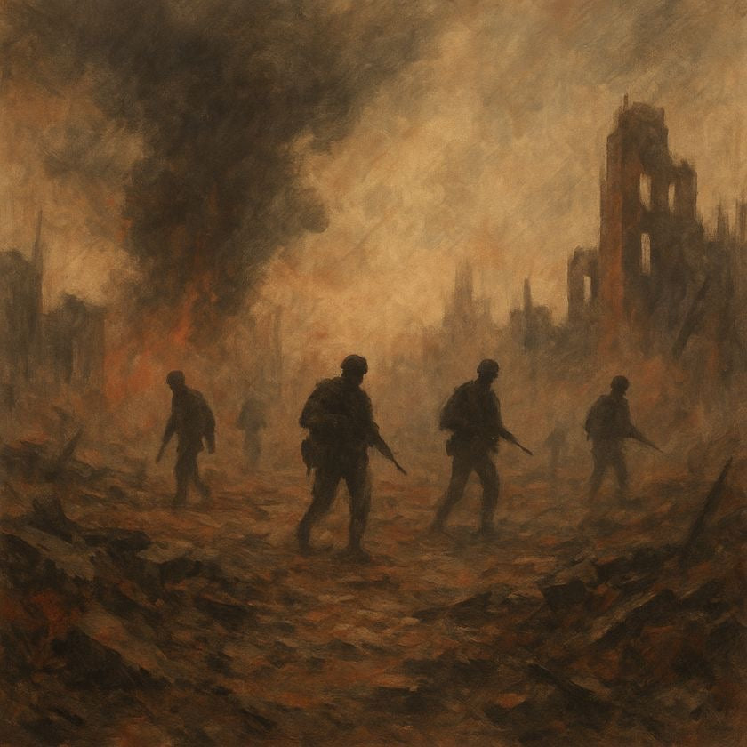 WALKING THROUGH HELL WARZONE CHAOS AND ENDURANCE CANVAS POSTER