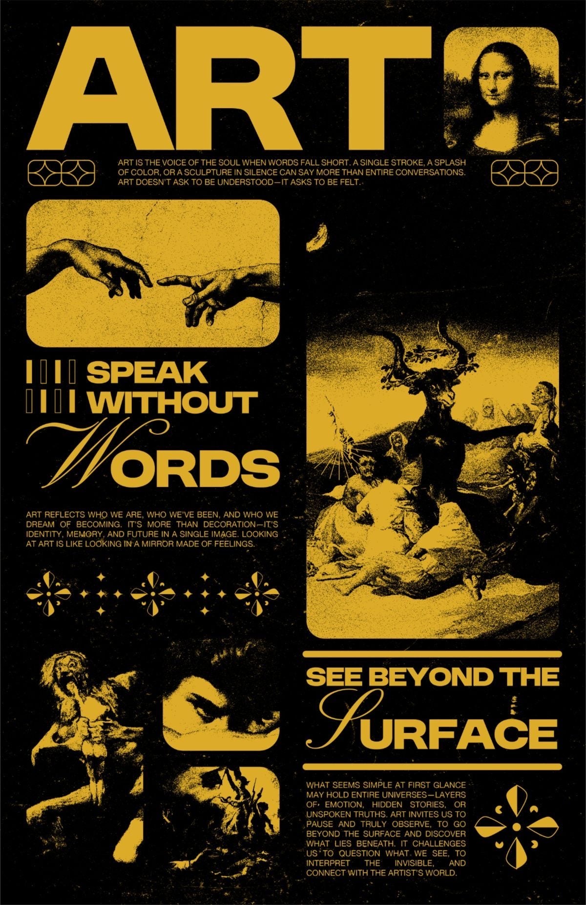 SPEAK WITHOUT WORDS CLASSICAL ART COLLAGE AESTHETIC VINTAGE DESIGN CANVAS POSTER