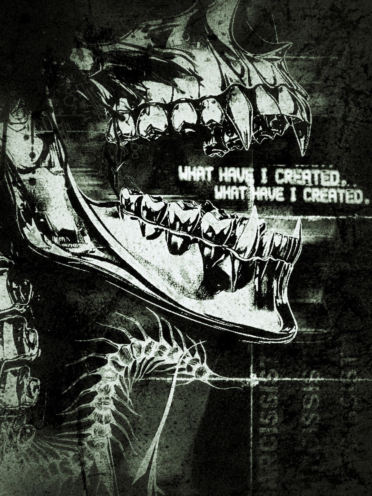 WHAT HAVE I CREATED DARK MONSTER SKULL GRUNGE AESTHETIC CANVAS POSTER