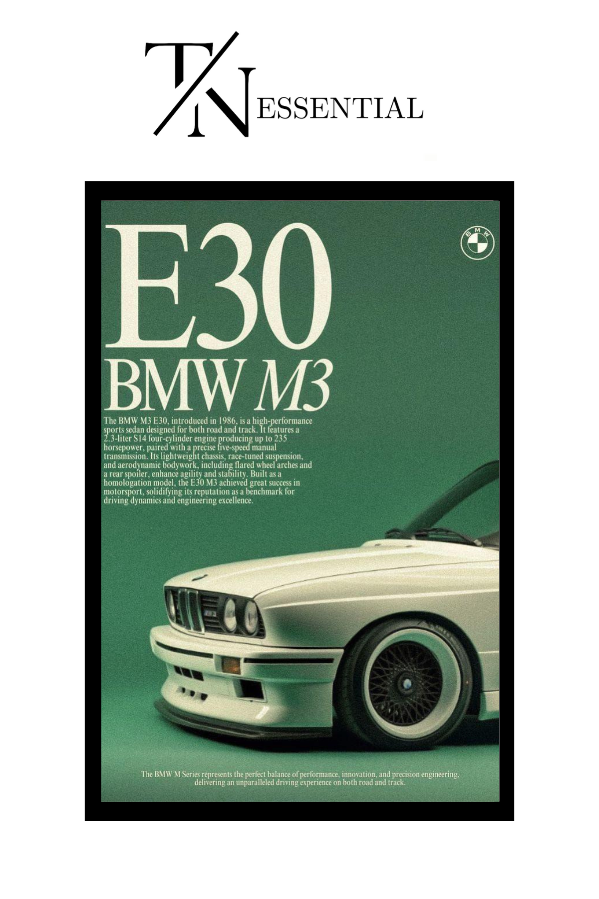 BMW E30 CANVAS POSTER