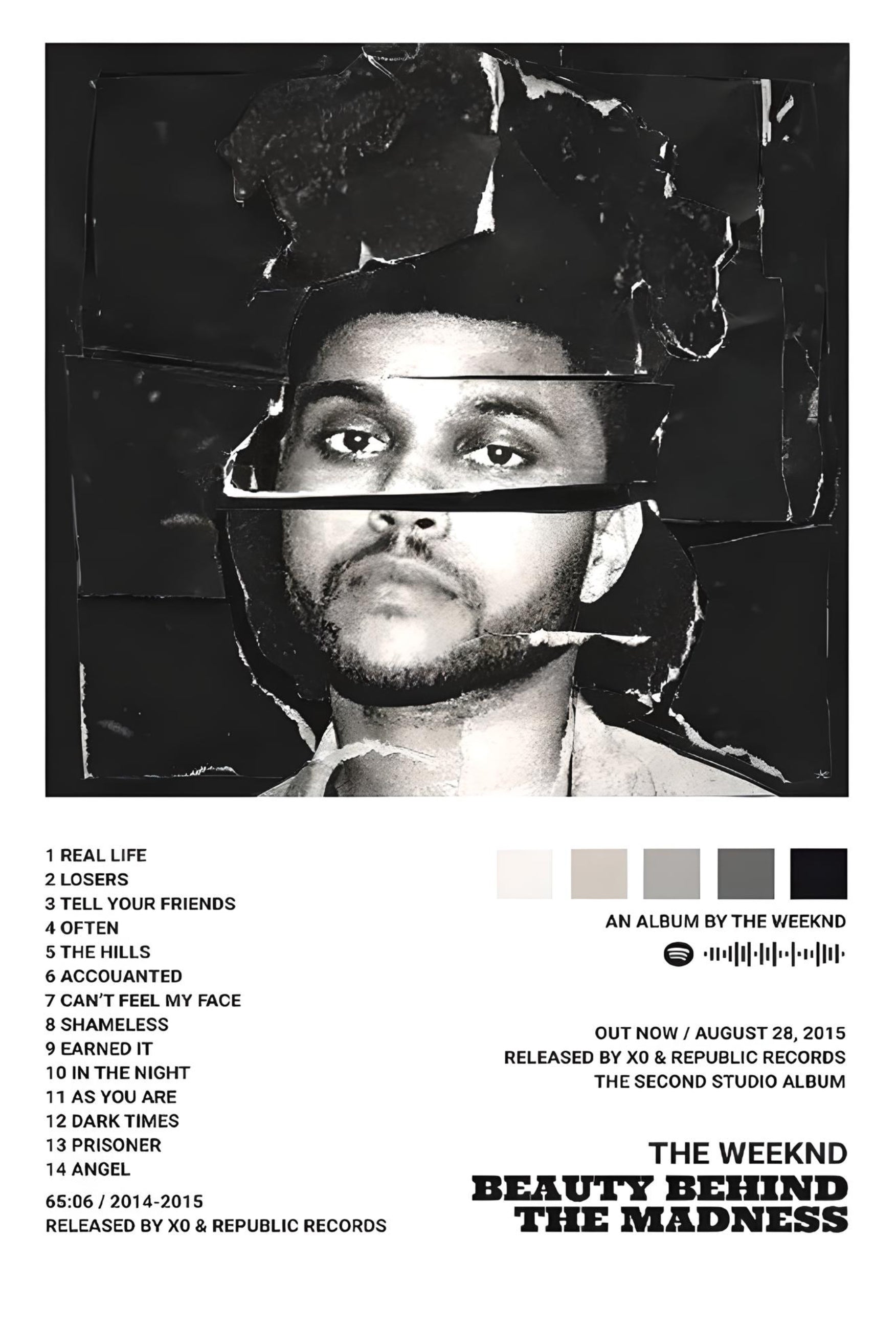 THE WEEKND " BEAUTY BEHIND MADNESS " CANVAS POSTER