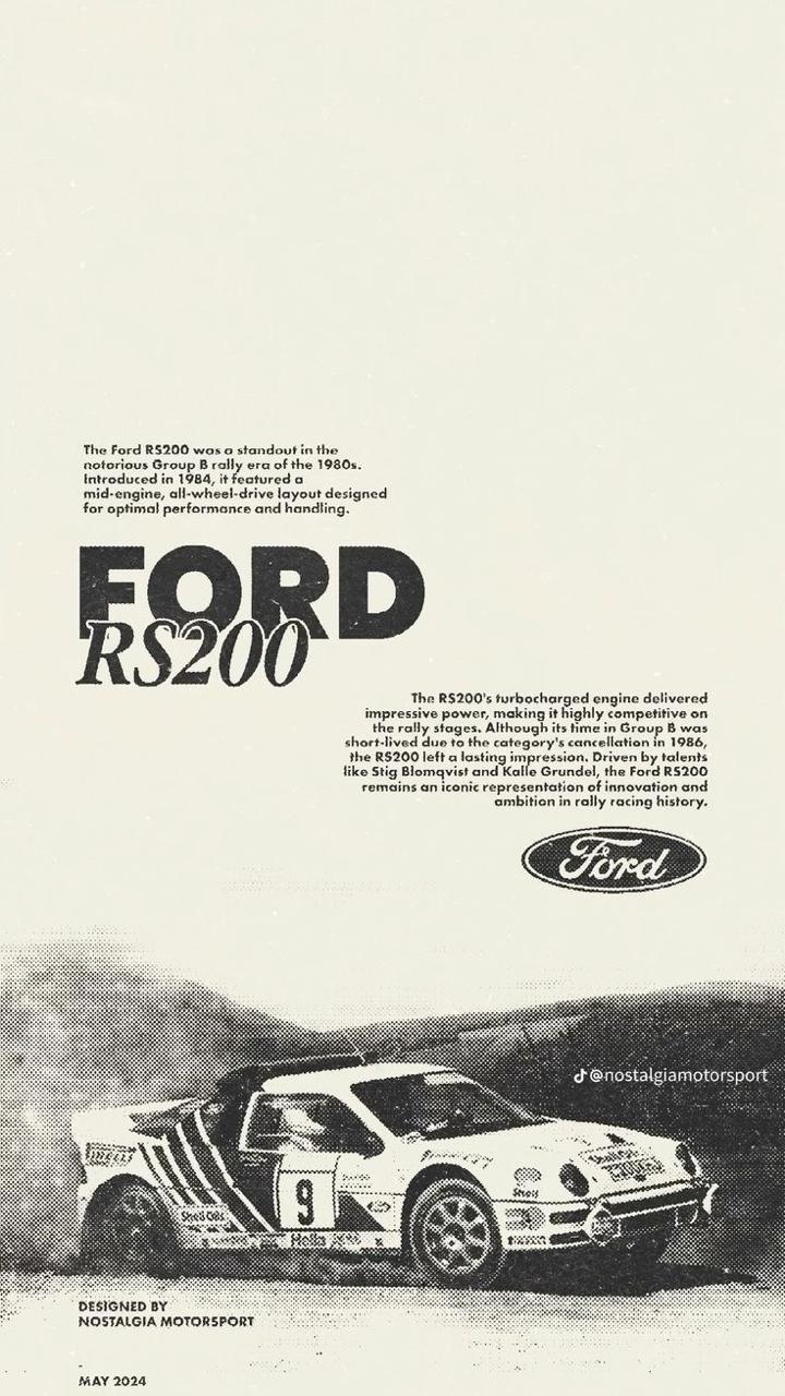 FORD RS 200 CANVAS POSTER