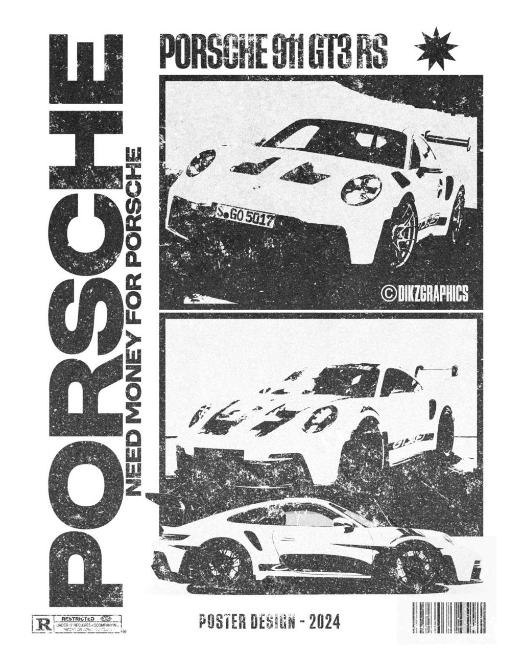 PORCHE 911 GT3 RS CANVAS POSTER