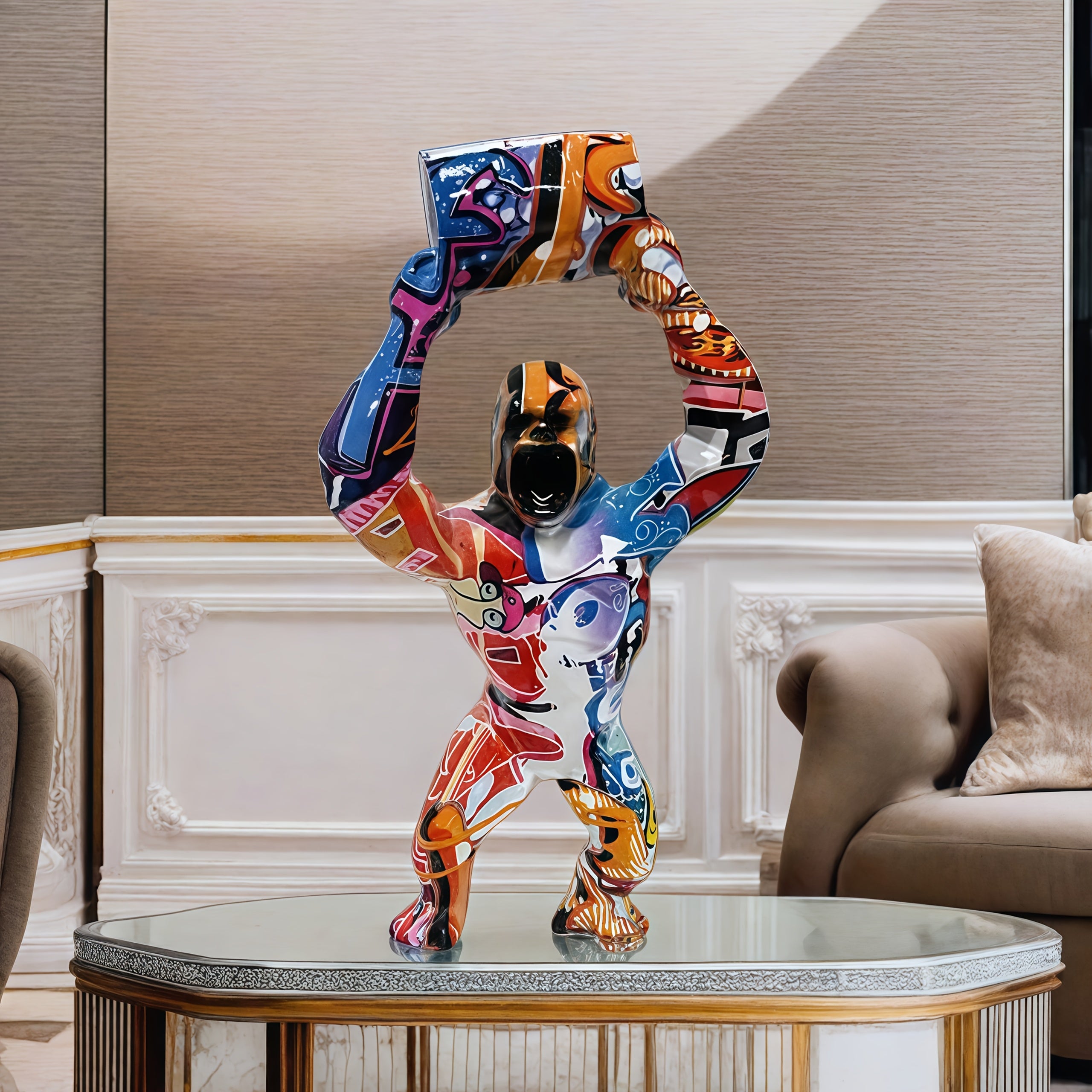 Tnessential Creative Nordic Abstract Graffiti Gorilla Sculpture 3D Decor