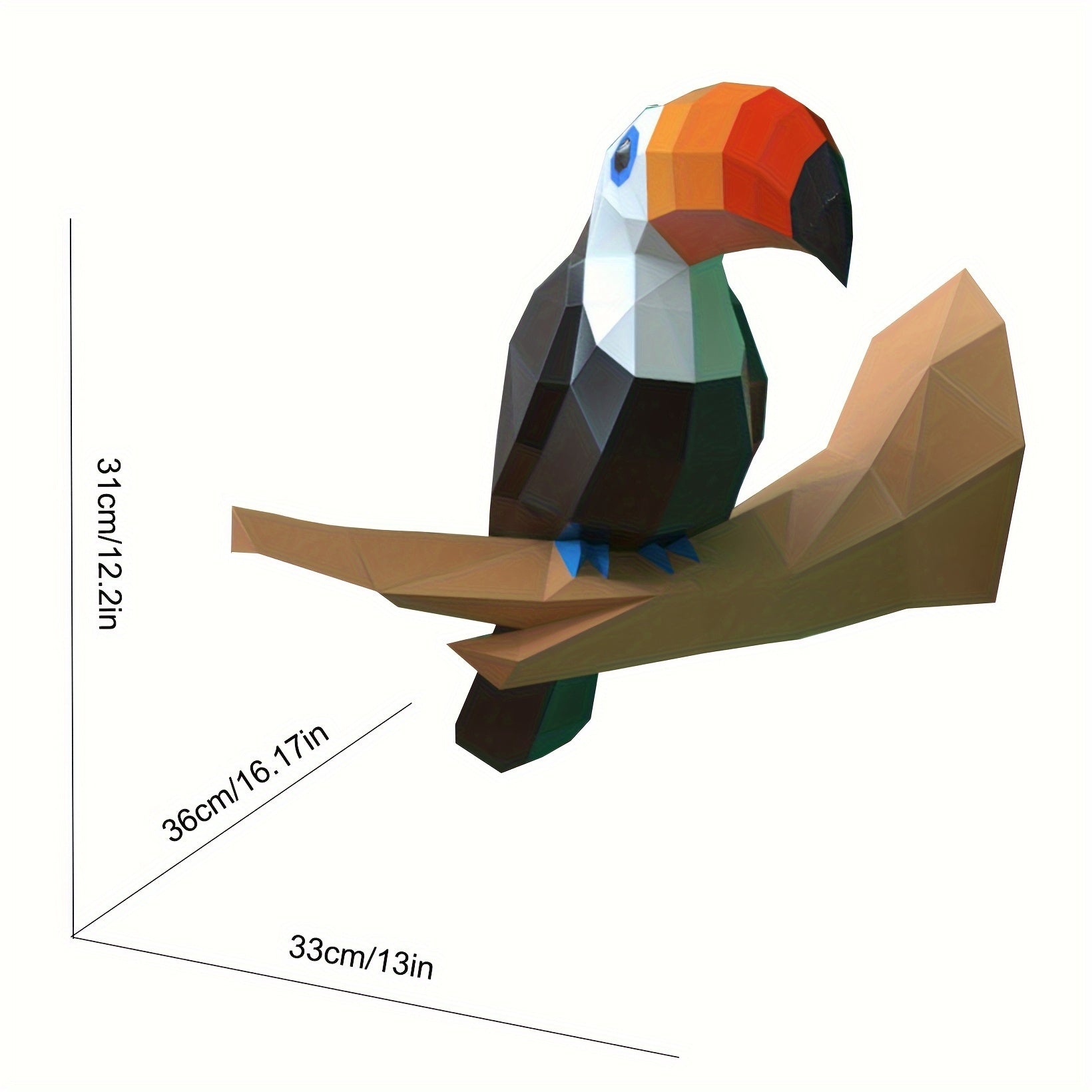 Tnessential Cm Toucan on a Branch Paper Model DIY Craft for Wedding 3D Decor