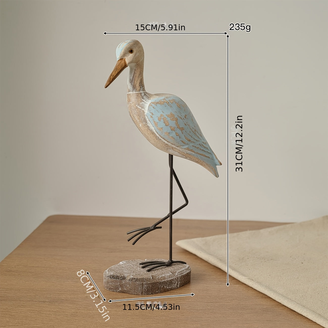 Tnessential Mediterranean Style Single-legged Standing Seabird Wooden 3D Decor