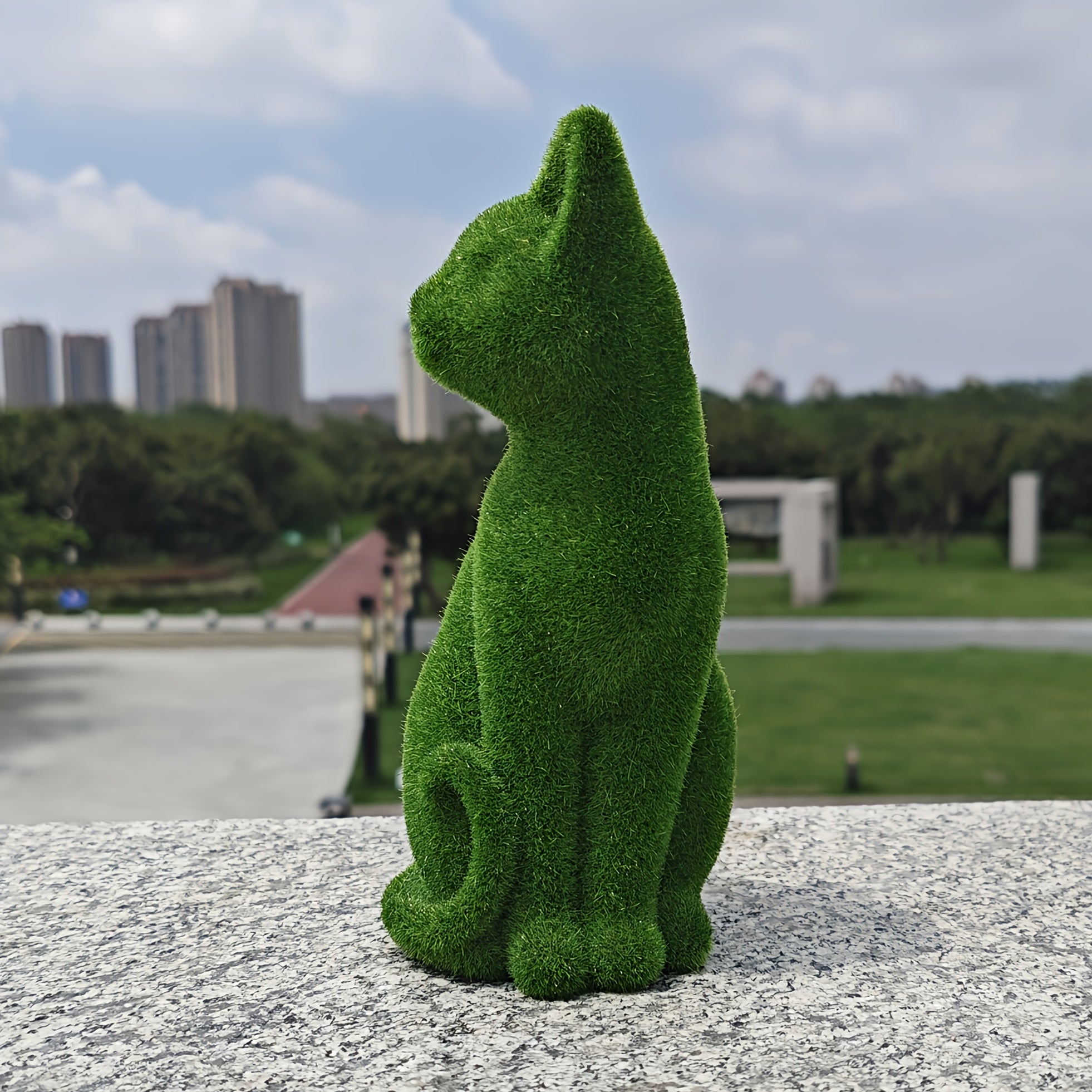 Tnessential Flocked Cat Resin Ornaments Decorate Garden Courtyard 3D Decor