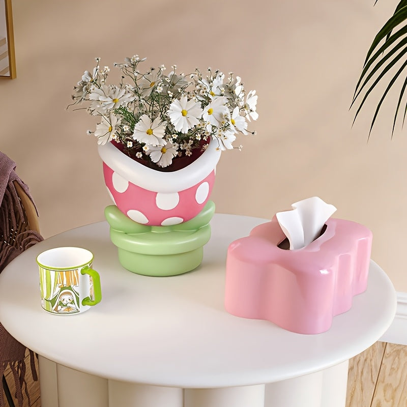 Tnessential Resin Flower Vase Shaped Like a Flower 3D Decor
