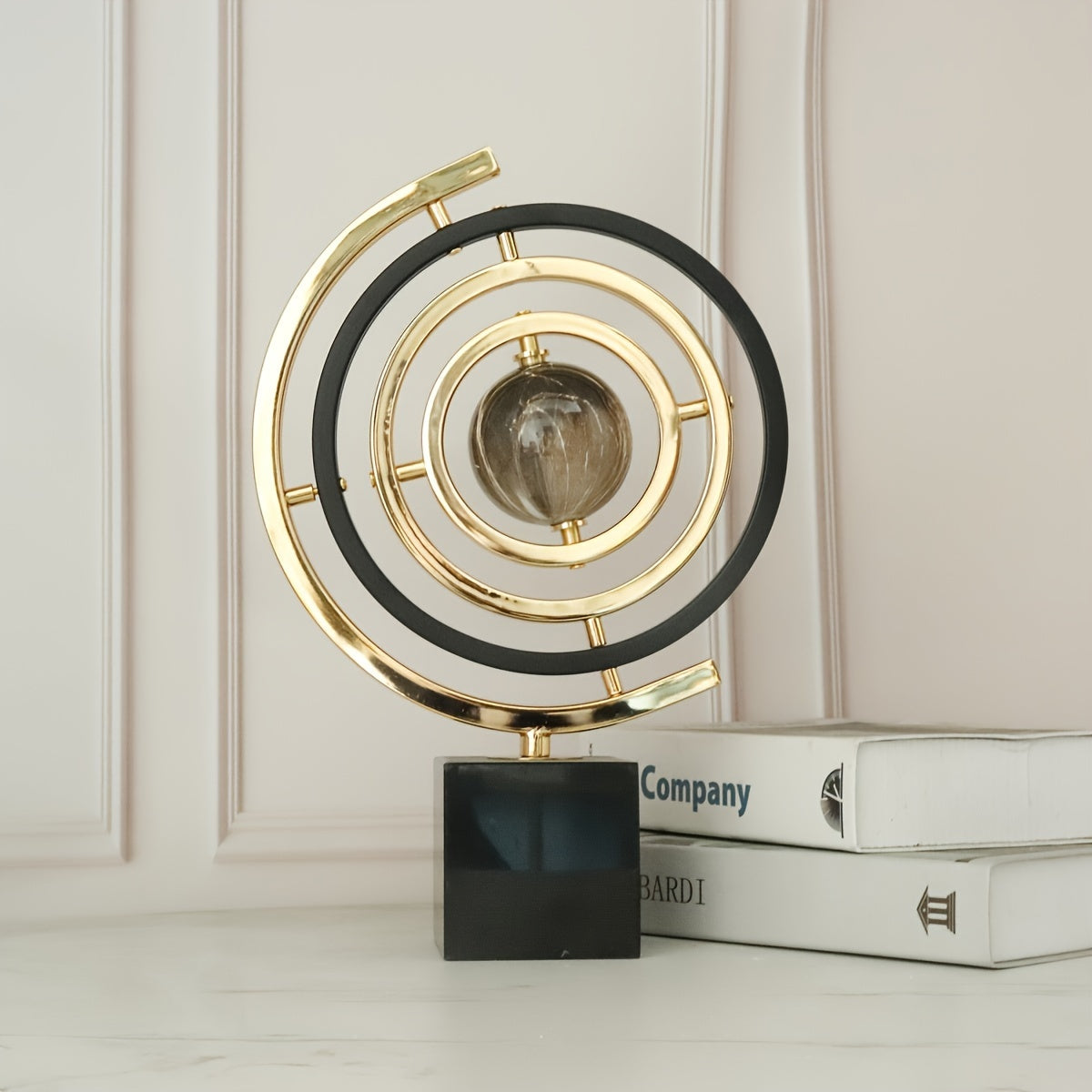 Tnessential Modern Abstract Metal Globe Sculpture 3D Decor