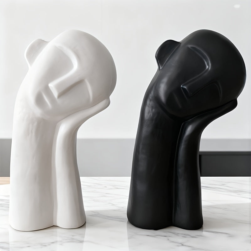 Tnessential Black and White Tilted Head and Chin Portrait Figure 3D Decor