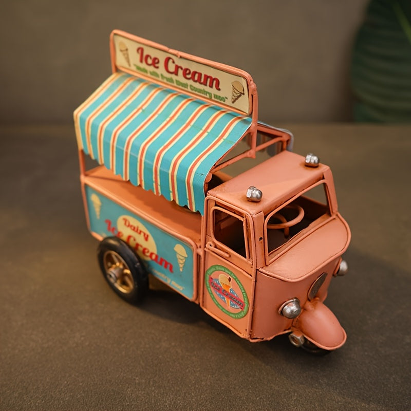 Tnessential Iron Art Industrial Style Pink Ice Cream Truck Ornament 3D Decor