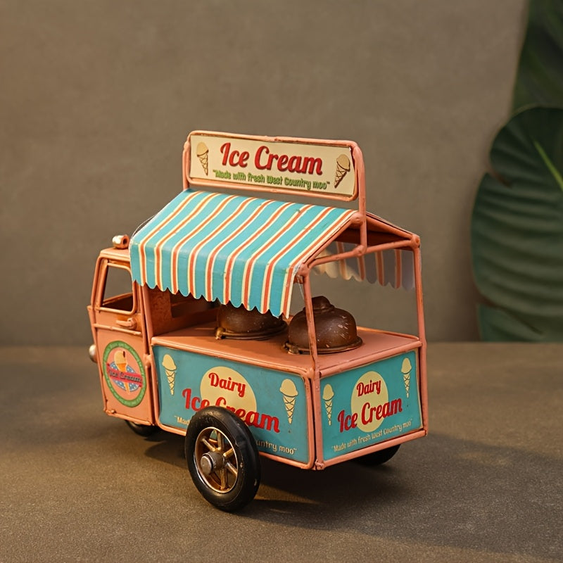 Tnessential Iron Art Industrial Style Pink Ice Cream Truck Ornament 3D Decor