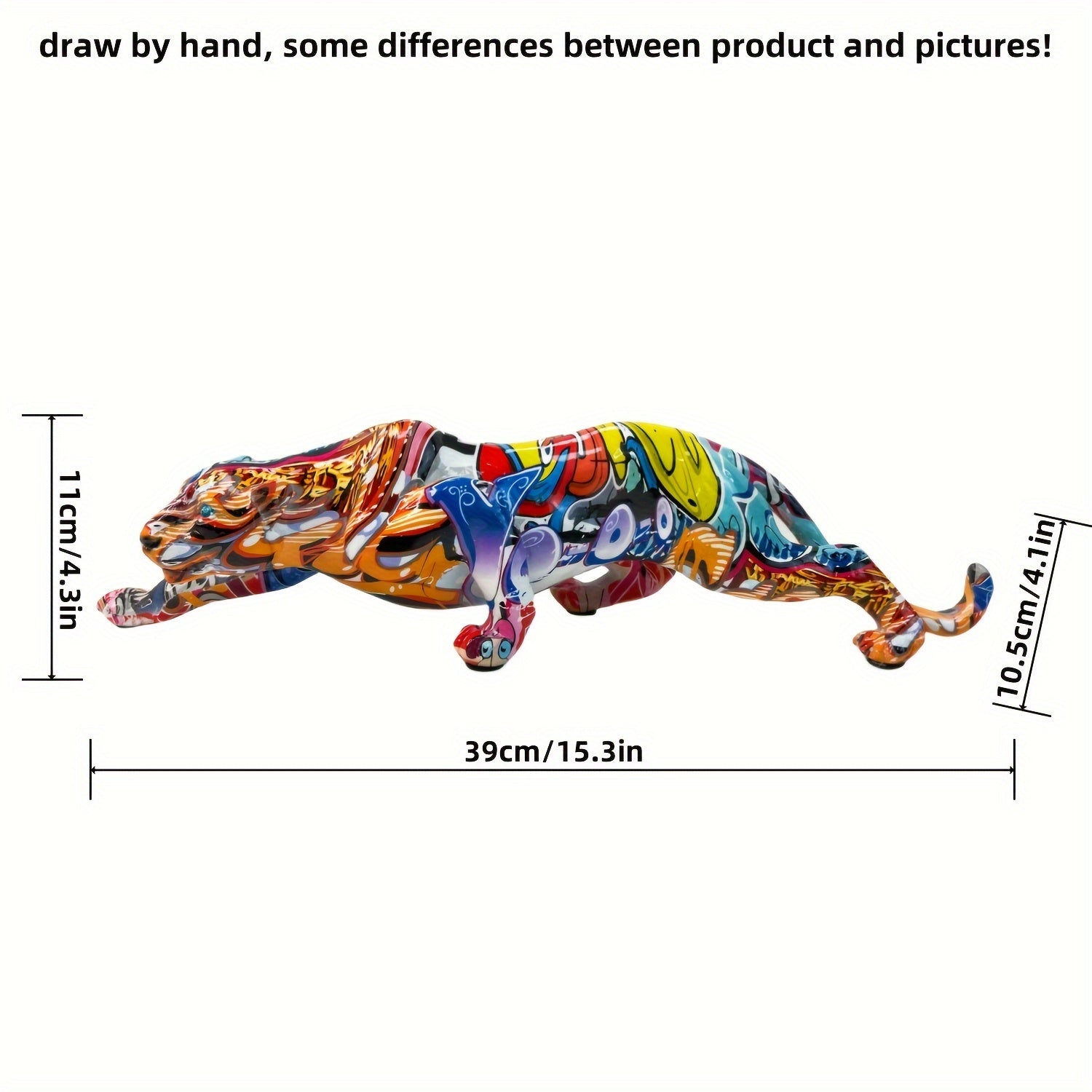 Tnessential Vibrant Money Leopard Graffiti Resin Sculpture 3D Decor