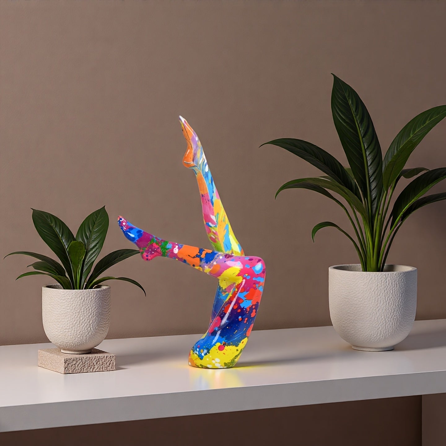 Tnessential Vibrant Splash Paint Resin Leg Statue 3D Decor