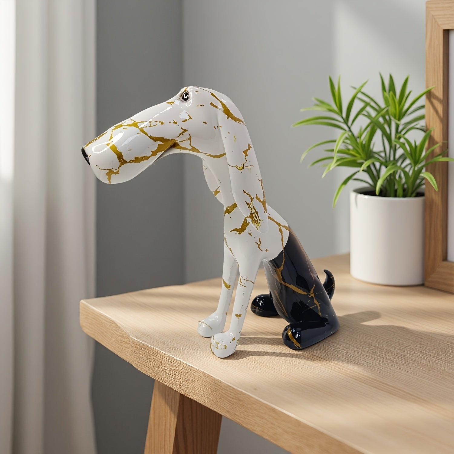 Tnessential White Sexy Big Lip Dachshon Statue Ornaments 3D Decor