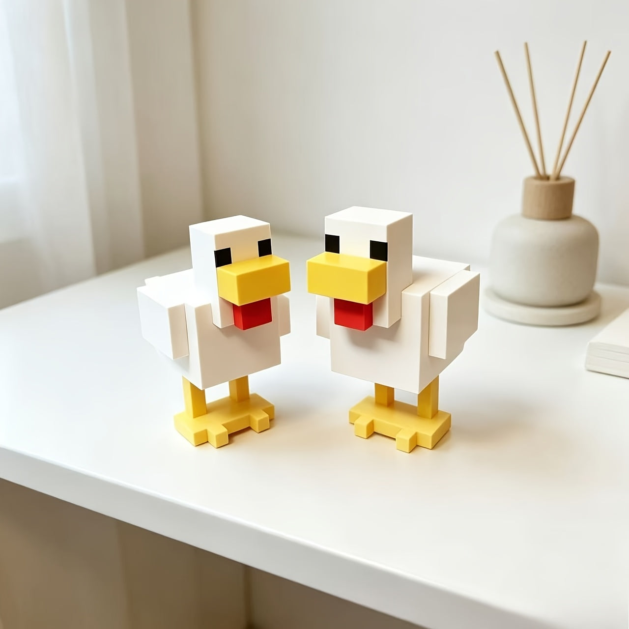 Tnessential Printed Pixel Chicken Statue 3D Decor