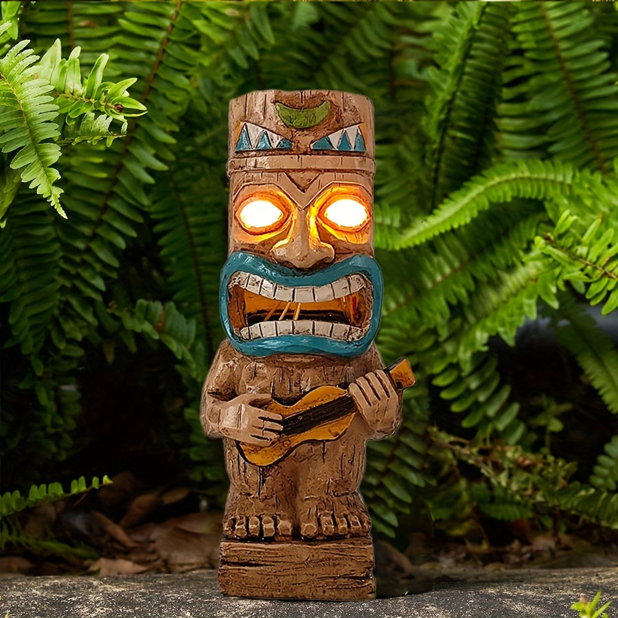 Tnessential Tiki Statue Solar Lights Outdoor Decoration 3D Decor