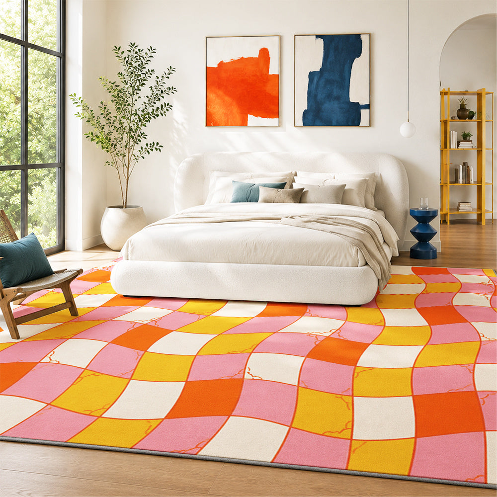 PINK CHECKERED 5 RUG view 3