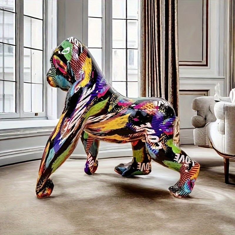 Tnessential Colorful Resin Gorilla Statue Figurine 3D Decor