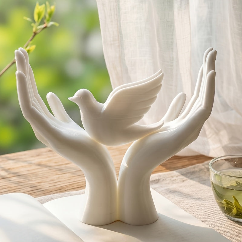 Tnessential Elegant Minimalist Hand-held Dove Flying Bird Sculpture 3D Decor