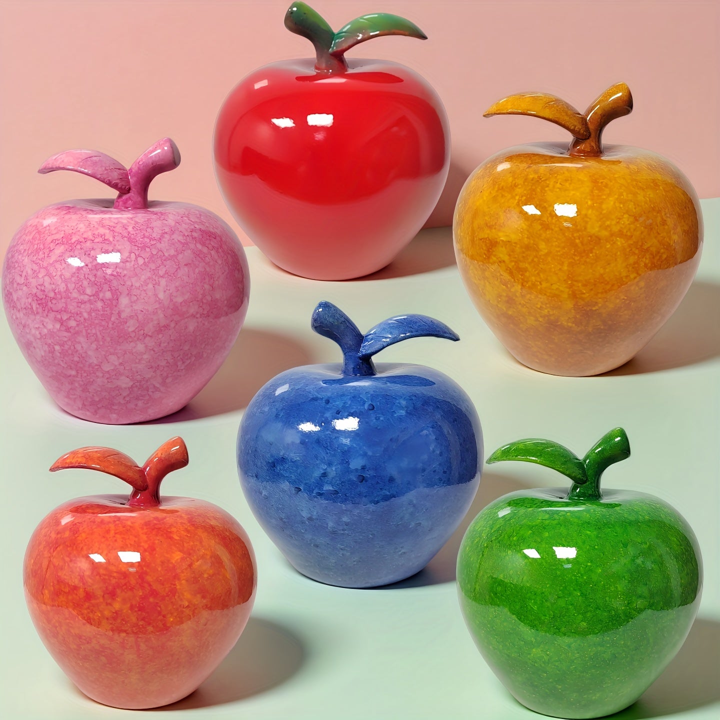 Tnessential Cute Apple Resin Sculpture Ornament 3D Decor